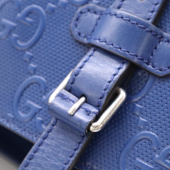 GUCCI Blue GG embossed leather tote bag - Picture 8 of 12